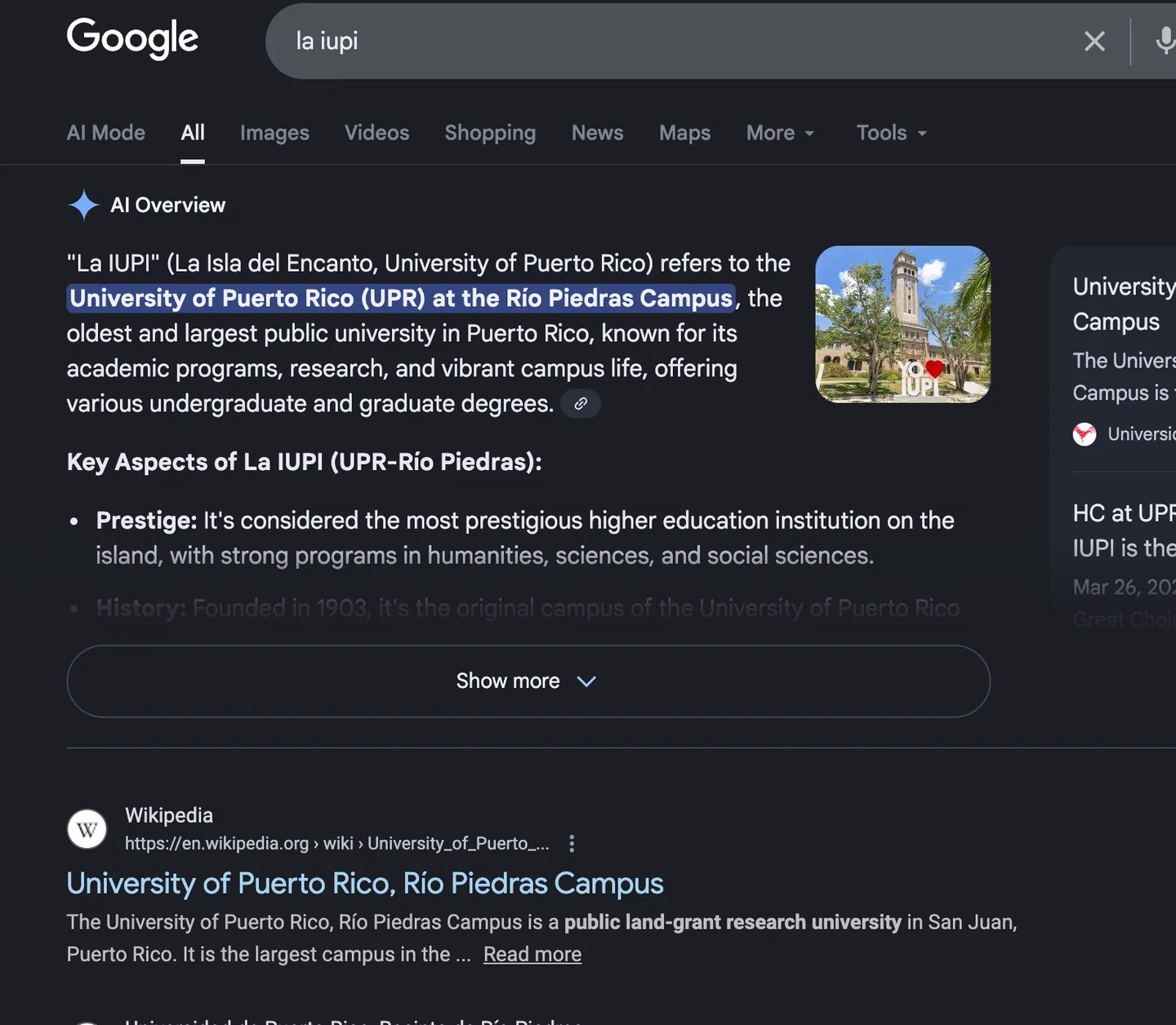 google la iupi search